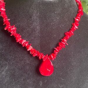 Enhanced coral necklace with silver tone magnetic clasp 17”